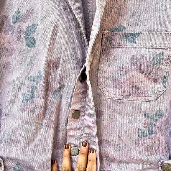 LUCKY BRAND x LAURA ASHLEY PRINTED FLORAL COVERALL SHORT IN SPRING PURPLE - Picture 9 of 10